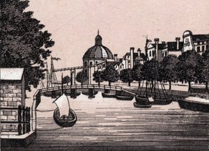 Amsterdam, Holanda: vista do Canal Singel. em "O mundo ilustra 168 vistas" Sem data (final do século XIX) de Unknown artist