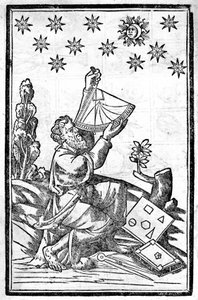 Um astrólogo toma a altura com o seu sextante durante um eclipse. de Unknown artist