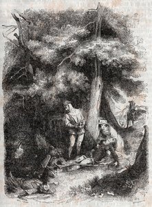 Angelique (Angélica) salvamento Medor (Medoro) wesse - Gravura de 1851 de "Furious Roland" (Orlando furioso) (século XVI) de Ludovico Ariosto, conhecido como Ariosta - Edição traduzida do italiano pelo Conde de Tressan e publicada por Gustave Harv de Unknown artist