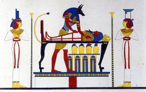 Anubis e uma múmia - em "Monumentos do Egito e Alta Núbia" de Ippolito Rosellini (Rossellini). de Unknown artist