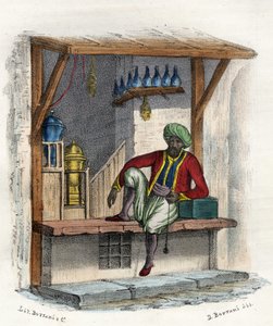Comerciante árabe em frente à sua loja, Argel de Unknown artist