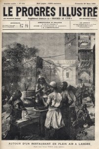 Em torno de um restaurante ao ar livre em Lahore, Paquistão - cobertura do "The illustrious progress" de Março de 1899 - de Unknown artist