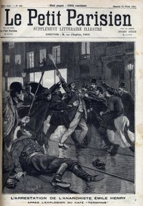 Prisão do anarquista Emile Henry (1872-1894) após a explosão do café "Terminus" em Paris. Gravação em "Le Parisien". de Unknown artist