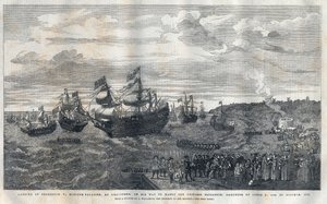 Chegada de Frederique V do Palatinado (1596-1632) ao porto de Gravesend para casar com a Princesa Isabel da Inglaterra (1596-1662), filha do Rei James I (1566-1625) em 16 de outubro de 1612. Ele foi recebido por James Hay (1º Conde de Carlisle) (cerca de 1 de Unknown artist