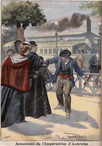 Assassinato de Impression Elisabeth of Austria (Sissi) por um anarquista italiano em Genebra de Unknown artist