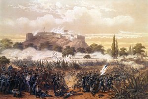Assalto a Chapultepec em setembro de 1847 durante a guerra entre os Estados Unidos e o México. Gravura a partir de 1850. de Unknown artist