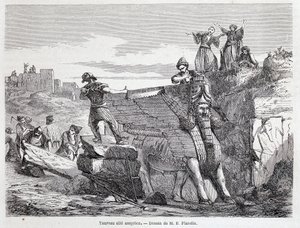 Touro alado assírio no local de Nineveh - em "Tour du monde" 1º semestre. 1863. de Unknown artist