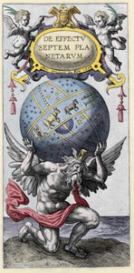 Atlas carregando o mundo. Gravura do início do século XVII. de Unknown artist