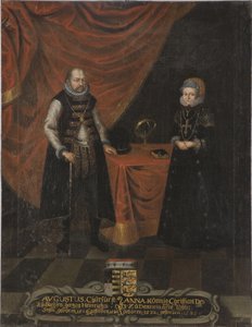 Auguste I, Eleitor de Saxe e Príncipe Anne du Danemark - Retrato de Augusto (1526-1586), Eleitor da Saxônia e Anne da Dinamarca (1532-1585), Eletricista da Saxônia, Anônima . Óleo sobre tela. Dimensão : 103x79,5 cm. Nationalmuseum Estocolmo de Unknown artist