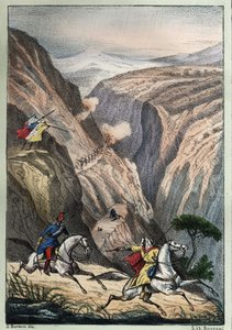 Batalha no Teniah de Mouzaìa, no Passo do Monte Atlas entre as tropas francesas e a Resistência Árabe de Unknown artist