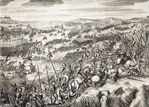 Batalha de Gembloux (1578) (Batalha de Gembloux) Exército espanhol contra o exército de 16 das 17 províncias da Holanda - gravação em "Histoire De La Guerre Des Paisles-Bas" de Famiano Strada (1572-1649) de Unknown artist
