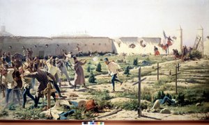 Batalha de Solferino, Lombardia, opondo-se às armas franco-saardinas e austríacas em 24 de Junho de 1859. Museo del Risorgimento. Milão de Unknown artist