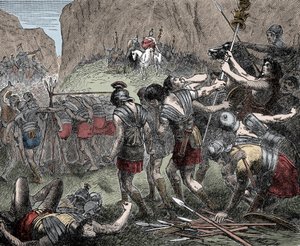 Batalha dos Garfos Caudinos - Batalha dos Garfos Caudinos (Furculae Caudinae) - 321 AC entre os Romanos e os Samnitas durante a Segunda Guerra dos Samnitas de Unknown artist