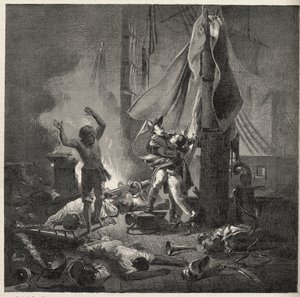 Batalha do Nilo - Batalha de Aboukir - morte de Luce e Giocante de Casabianca (Luc-Julien-Joseph Casabianca de Unknown artist