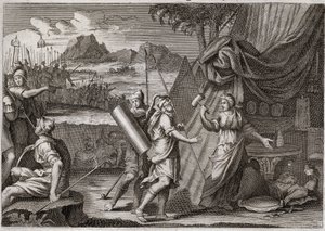 Bíblia de Royaumont, Velho Testamento: Morte de Sisara. Yael (Jael) mata o chefe do exército Canan Sisra (Sisera ou Sisara). Ilustração de 1811. de Unknown artist
