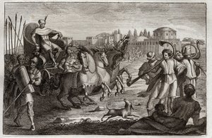 Bíblia de Royaumont, Velho Testamento: Elevação de José. José é ressuscitado em glória. Ilustração de 1811. de Unknown artist