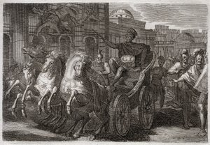 Bíblia de Royaumont, Velho Testamento: Jezabel come cães. Jehu atirou Jezabel de uma janela, e ela comeu de cães. Ilustração de 1811. de Unknown artist