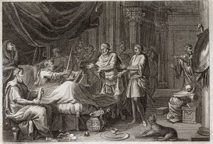 Bíblia de Royaumont, Velho Testamento: Judas Machabee. Judas Machabee (Maccabee, Macabee) sucedeu seu pai Matathias (Mathathias, Mattathias) na conduta do exército, e apoiou todo o povo judeu contra a opressão dos Seleucidas. Illustra de Unknown artist