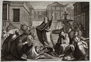 Bíblia de Royaumont, Velho Testamento: Penitência dos Ninivitas. Os habitantes de Nínive toda penitência na predicação de São Proféta Jonas. Ilustração de 1811. de Unknown artist