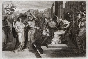 Bíblia de Royaumont, Velho Testamento: Piete de Josafá. Jehosafá, o rei mais piedoso de Judá, faz tremer todos os príncipes que estão ao redor dele, e testifica de várias maneiras a sua piedade para com Deus, o que o fez vitorioso sobre os seus inimigos. I de Unknown artist