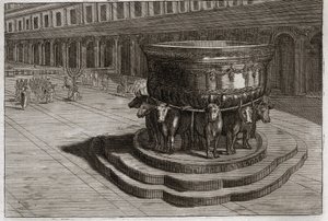 Bíblia de Royaumont, Velho Testamento: Mar de descaramento. O ferro fundido geralmente chama o Mar de descarnado para lavar os pés e as mãos dos sacerdotes quando entram no templo. Ilustração de 1811. de Unknown artist