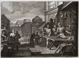 Bíblia de Royaumont, Velho Testamento: Sítio de Samaria. O Rei da Síria sitiou a cidade de Samaria, e reduziu-a a uma terrível fome. Ilustração de 1811. de Unknown artist