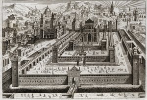 Bíblia de Royaumont, Velho Testamento: Templo de Salomão. Salomão construiu o Templo em Jerusalém. Ilustração de 1811. de Unknown artist