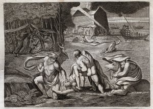 Bíblia de Royaumont, Velho Testamento: O Dilúvio. O Dilúvio está inundando a terra inteira. A única Arca salva aqueles que estavam fechados nela deste afundamento. Ilustração de 1811. de Unknown artist