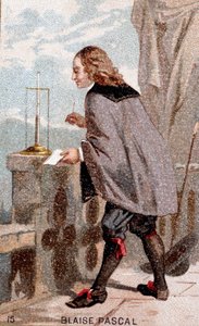 Blaise Pascal (1623 - 1662) antes de um barômetro de Unknown artist