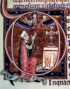 Blanche de Castille queen de France (1188-1252) em oração Miniatura de um manuscrito "Vida e milagres de Saint Louis" de Guilherme de Saint Pathus de Unknown artist