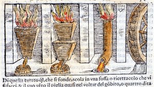 Alto forno - na "Pirotecnia" de Biringuccio de Unknown artist