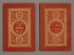 Capa do livro "Cinco semanas em balão" e "Da Terra à Lua" de Jules Verne de Unknown artist