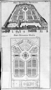 Jardim Botânico - HORTI UPSALIENSIS perspectiva e plano. de Unknown artist