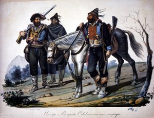 Brigandage na Calábria, Itália, gravura do século XIX. de Unknown artist