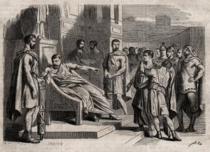 Brutus condenando seu filho à morte - Brutus (Marcus Junius Brutus, 85-42 AC) condenando seus filhos à morte - gravura em "Dictionnaire populaire illustrious" - 1864 - de Joseph Decembre e Edmond Allonier - de Unknown artist
