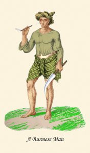 Homem birmanês com faca ou Dha de Unknown Artist