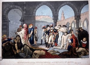 Campanha (Expedição) do Egito (1798-1801): Napoleão visitando os pestilentos Jaffa no Egito, por volta de 1800. de Unknown artist
