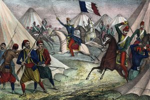 Captura da Smalla de Abd-el-Kader na Argélia em 16 de Maio de 1843 pelo Duque de Aumale. Em "Storia d
