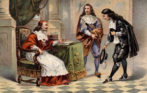 O Cardeal Jules Mazarin (Giulio Raimondo Mazzarino ou Mazarino) (1602-1661) recebeu João Batista (Jean-Baptiste) Colbert (1619-1683). de Unknown artist