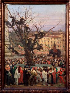 Cena de carnaval nas ruas de Roma Pintura anónima. Roma do século XIX, Museo del Folklore de Unknown artist