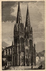 Catedral de Saint Corentin de Quimper - Cathedrale Saint-Corentin de Quimper - gravura em "PATRIE" - DESCRIÇÃO PECTUREQUIREQUE DE LA FRANCE EN 6 VOLUES BY LUCIEN HUARD - final do século XIX de Unknown artist