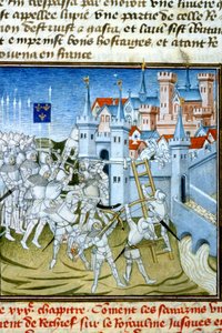 Charles Martel em Poitiers, 732 - Miniatura do século XIV (ref. 512, 074r) Pedido de autorização para a Biblioteca Municipal de Toulouse (tel: 05 62 27 66 66) de Unknown artist