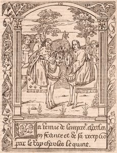 Charles the Fifth recebe o Imperador Carlos IV, Sacro Imperador Romano e Rei da Boêmia de Unknown