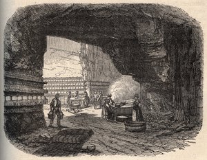 Queijos - caves roquefort - gravura em "PATRIE" - DESCRIÇÃO PECTUREQUIREQUE DE LA FRANCE EM 6 VOLUES POR LUCIEN HUARD - final do século XIX de Unknown artist