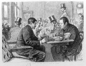 Jogadores de xadrez na cidade de Londres, em 1890. de Unknown artist