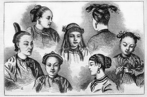 A moda chinesa e os penteados no século XIX. de Unknown artist