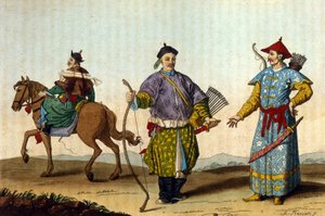 Mandarins militares chineses de diferentes épocas - in" Le costume ancien et moderne" de J. Ferrario, ed. Milão de Unknown artist