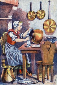 Cinderela em sua cozinha, ", Ilustração para "Cinderela", conto de Charles Perrault (1628-1703), escritor francês. Ilustração anônima. de Unknown artist