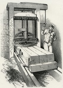 Máquina de aplainar circular utilizada durante a construção do Palácio de Cristal, Londres de Unknown artist