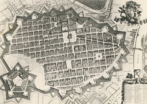 Mapa da cidade de Turim com a sua cidadela de Unknown artist